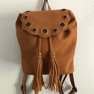 Brown Suede Small Backpack